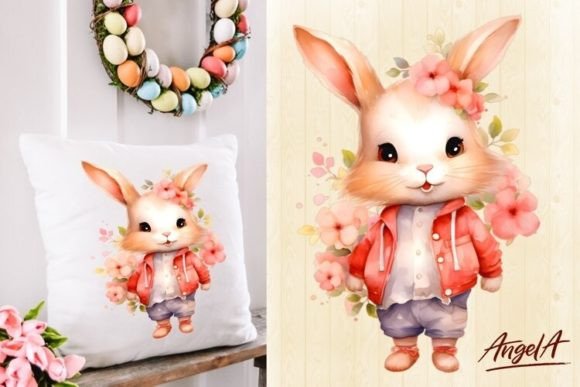Download Cute Easter Floral Bunny Boy Clipart Png - Premium Resources