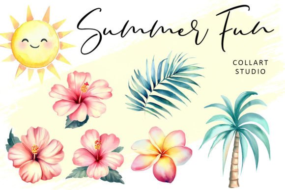 Download Summer Fun, Floral Illustrations - Illustrations Collection