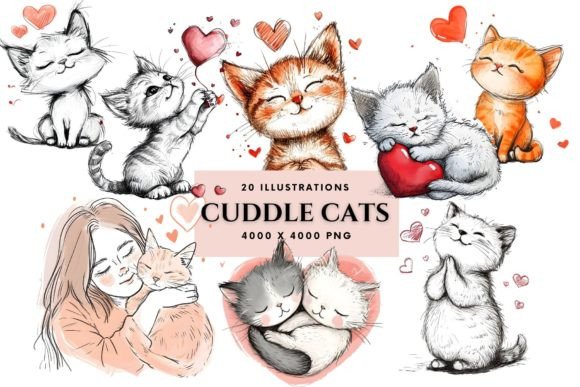 Download Cuddle Cats Clipart Illustrations - Illustrations Collection