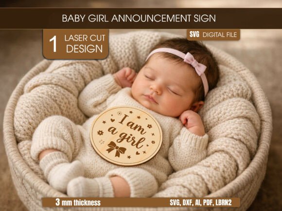 Download Baby Girl Sign Laser Cut SVG File - Baby girl Collection