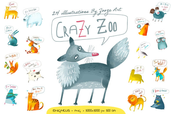 Download Crazy Zoo - Animals Illustrations - Illustrations Collection